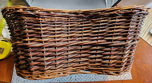 Large brown oval wicker basket - wicker,