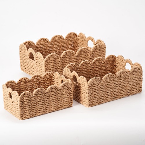 Scalloped wicker baskets set - wicker,