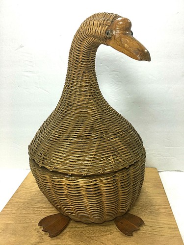 Vintage 70s wicker goose - vintage,